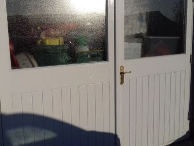 Painted wood garage doors